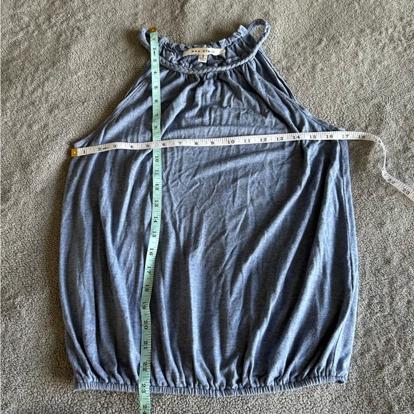 Max Studio Blue Ruched Braided Halter Tank Top - Picture 3 of 3
